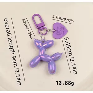 Boutique NEW Iridescent Purple Balloon Dog Keychain Purse Charm Y2K‎ thumbnail 2