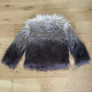 Guess Christina Degrade Faux Fur Jacket Size S in Ombre Beige Gray & Brown thumbnail 5