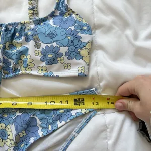 Womens Bikini Set Top Small Bottoms Cheeky Floral Blue Beach‎ Summer Tropical thumbnail 4