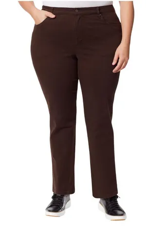 NWT Gloria Vanderbilt Amanda Classic Straight Leg Jeans Coffee Roast Brown 20W thumbnail 1