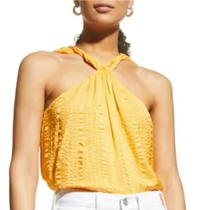 NWT FRAME 100% Silk Draped Crinkle Halter Neck Top Sz S thumbnail 1