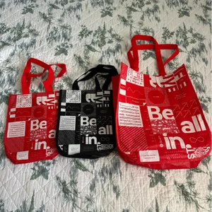 Lululemon Sustainable Tote Bag Set Three Trio Small Large Red Black thumbnail 3