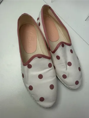 J. Crew Cream Canvas Flats with Rose Polka Dots size 8.5 thumbnail 11