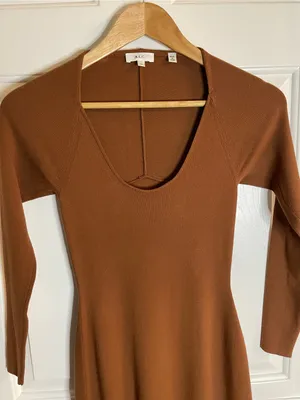 A.L.C. Long Sleeve Scoop Neck Maxi Dress in Chestnut Brown Asymmetrical Size XS thumbnail 9