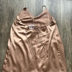 NWT Urban Outfitters Satin Tie Back Slip Dress Bronze Size Small thumbnail 11