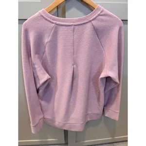 Gerry Womens Ribbed Knit Pullover Sweatshirt Mauve Pink Raglan Sleeve Size Large thumbnail 3