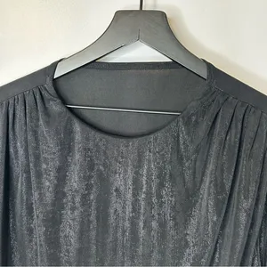 Alice + Olivia‎ Black Shimmery Short Sleeve Draped Ruched Top Size XS NWT thumbnail 3