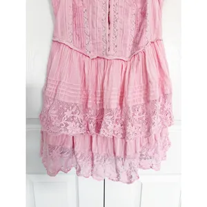 LoveShackFancy Nerida Mini Corset Tiered Dress Cherry Pink Lace Coquette thumbnail 8
