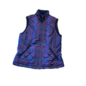 Lauren Ralph Lauren Plaid Puffer‎ Vest Purple Size Medium Zip Flaws See Photo thumbnail 2