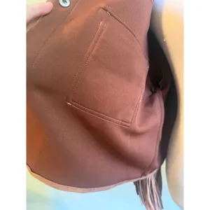 Brown Faux Suede Fringe Western Shacket Brown boho retro y2k Jacket Medium bohem thumbnail 6
