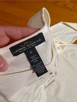 Lauren Jeans Co. Ralph Lauren Beaded Long Sleeve Top - Size M thumbnail 4