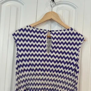 Kate Spade Blue And‎ White Chevron Dress XS thumbnail 6