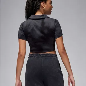 Jordan collared knit top in smoke gray‎ large thumbnail 9