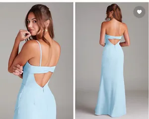 Azazie Sky Blue Sheath Strapless Chiffon Convertible Dress thumbnail 2