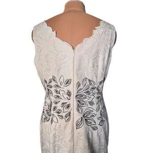 Antonio Melani White Embroidered Sheath Dress 14 Floral‎ Textured Midi Wedding thumbnail 5