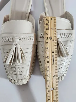 Womens Cream Woven Flat Mules with Tassel Detail Size 40 US 9 thumbnail 8
