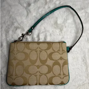 COACH Green Khaki Signature Canvas Wristlet thumbnail 2