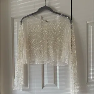 Bear Dance Ivory Sheer Pearl-Embellished Long Sleeve Top thumbnail 2
