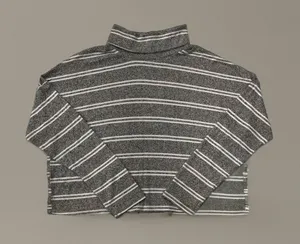 🌬️ Caution To The Wind Gray w/ White Stripes Turtleneck Top thumbnail 2