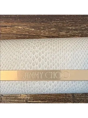 Jimmy Choo White Faux Snakeskin Magnetic Sunglasses Case‎ & Logo Cloth EUC thumbnail 2