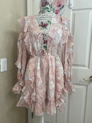 NWT Ted Baker Irvete Soft Ruffle Chiffon Playsuit Romper Coral Pink Size 1 thumbnail 2