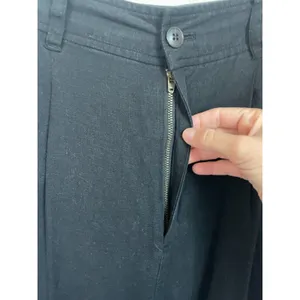 Madewell Pleated Wide Leg Pants Womens 6 Navy blue Linen Blend Artsy Boho thumbnail 2