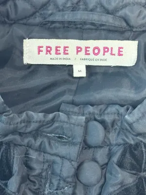 Free People Quinn Quilted Jacket with Velvet Floral Detail in Black thumbnail 10
