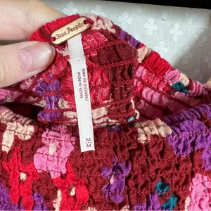 Free People‎ Pink Floral Ariana Smocked Puff Long Sleeve Top thumbnail 5