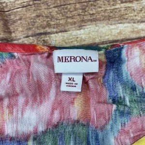 Merona Women's Top Size XL Vibrant Floral Sleeveless String Top thumbnail 3