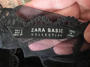ZARA BLACK‎ GUIPURE LACE MIDI DRESS SHEER size Small thumbnail 16