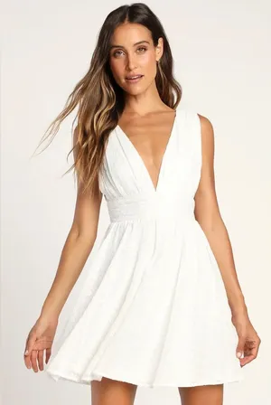 LULUS Be The Cutest White Eyelet‎ Embroidered Mini Dress thumbnail 1