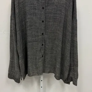 Eileen Fisher Italian Fabric Linen Blend Button Down Shirt Grey Lg Lagenlook thumbnail 5