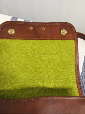 GVB Natural World Brown Genuine Leather Messenger Crossbody Satchel Bag Vintage thumbnail 5