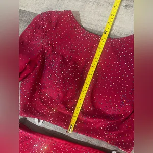 SHERRI HILL Two Piece Long Sleeve Dress with Side Slit in Ruby thumbnail 11