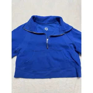 Lululemon Women's Scuba Royal Blue Solid 1/2 Zip Fleece Pockets Size Xs/S thumbnail 2