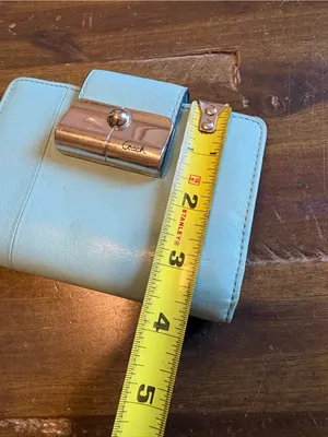 Coach Vintage Kristin Smooth Leather Compact Wallet Bifold Coin Light Blue Y2K thumbnail 5