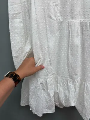 Tuckernuck Palmerston Swiss Dot 3/4 Sleeve Dress in White S thumbnail 12