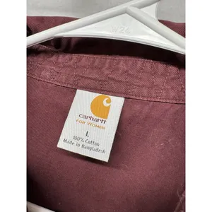Carhartt Burgundy Pearl Snap Long Sleeve Shirt Size L Large Country Western thumbnail 2