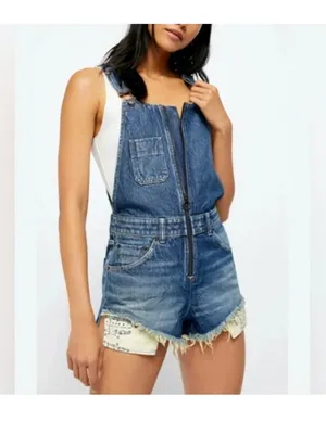 Free People Sunkissed Short Overalls, Sz 4 NWT thumbnail 3