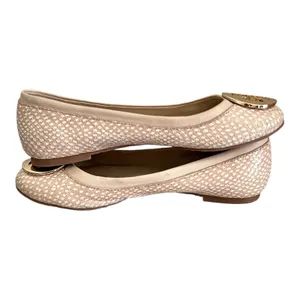 Tory Burch Reva Size 37 Beige Snake Print Leather Ballet Flats thumbnail 8