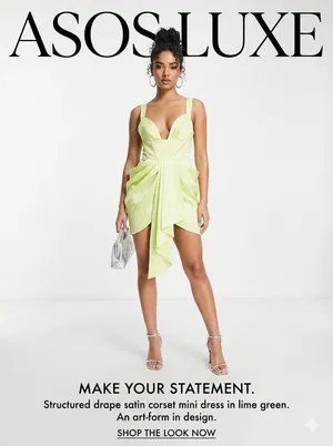 Asos Luxe viral Structured yellow Drape Satin Plunge Mini Dress size US 8 /UK 12 thumbnail 3