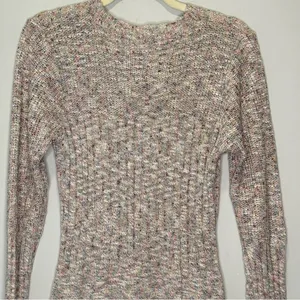 All The Ways Knit Speckled A-line Long Sleeve Mini Dress Medium Dusty Pink Beige thumbnail 5