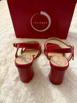 Journee Collection Red Square-Toe Ankle-Strap Heels thumbnail 3
