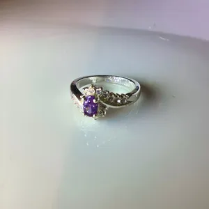 Faux Amethyst Crystal Ring Silver thumbnail 4