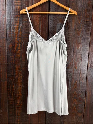 Nanette Lepore Gray Lace-Trim Chemise Slip Dress Size Large thumbnail 5
