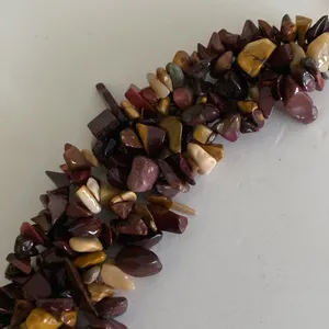 Agate Jasper collar necklace Multicolor natural stone nugget beaded cluster EUC thumbnail 4