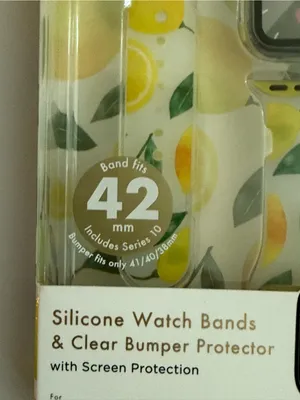 Pink Sky nwt Lemon Print Silicone Apple Watch Band with Clear Bumper - Yellow thumbnail 3