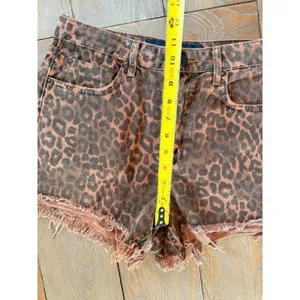 Denim x Alexander Wang Bite Leopard Print Denim Shorts Women Brown Size 28 thumbnail 6