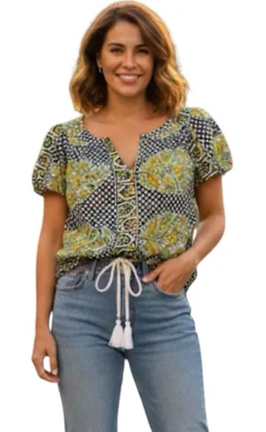 Floral Print Women's Top 100% cotton size medium thumbnail 1