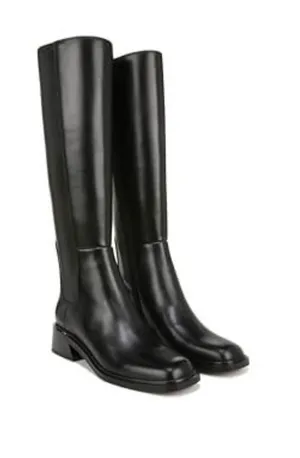 Franco Sarto NIB Giselle Wide Calf Flat Tall Boot Black Stretch Leather 6.5 M thumbnail 1